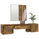 vidaXL Set de mobilier pentru hol, stejar fumuriu, lemn prelucrat