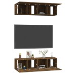 vidaXL Dulap TV de perete, 4 buc, stejar, 60x30x30 cm, lemn prelucrat