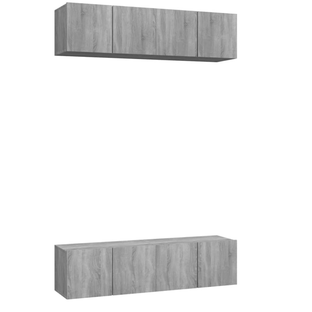 vidaXL Comode TV, 4 buc., gri sonoma, 60x30x30 cm, lemn prelucrat
