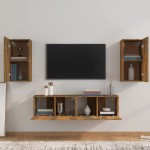 vidaXL Set dulapuri TV, 4 piese, stejar fumuriu, lemn prelucrat
