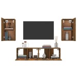 vidaXL Set dulapuri TV, 4 piese, stejar fumuriu, lemn prelucrat