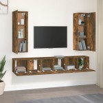 vidaXL Set dulapuri TV, 5 piese, stejar fumuriu, lemn prelucrat vidaXL Set dulapuri TV, 5 piese, stejar fumuriu, lemn prelucrat