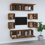 vidaXL Set dulap TV, 8 piese, stejar fumuriu, lemn prelucrat vidaXL Set dulap TV, 8 piese, stejar fumuriu, lemn prelucrat