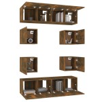 vidaXL Set dulap TV, 8 piese, stejar fumuriu, lemn prelucrat vidaXL Set dulap TV, 8 piese, stejar fumuriu, lemn prelucrat