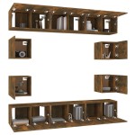 vidaXL Set dulapuri TV, 10 piese, stejar fumuriu, lemn prelucrat vidaXL Set dulapuri TV, 10 piese, stejar fumuriu, lemn prelucrat