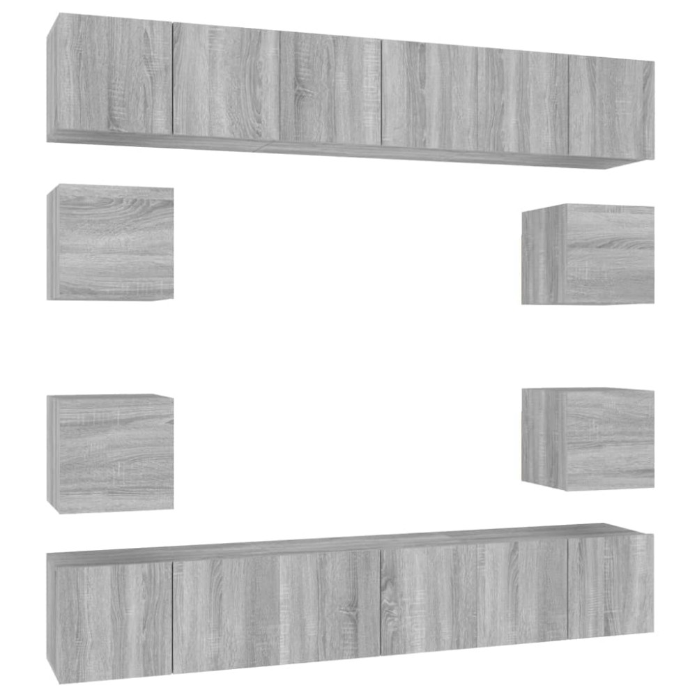 vidaXL Set dulapuri TV, 10 piese, gri sonoma, lemn compozit