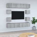 vidaXL Set dulapuri TV, 10 piese, gri sonoma, lemn compozit vidaXL Set dulapuri TV, 10 piese, gri sonoma, lemn compozit