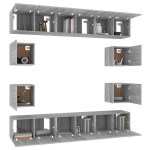 vidaXL Set dulapuri TV, 10 piese, gri sonoma, lemn compozit vidaXL Set dulapuri TV, 10 piese, gri sonoma, lemn compozit