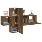 vidaXL Set dulapuri TV, 3 piese, stejar fumuriu, lemn prelucrat vidaXL Set dulapuri TV, 3 piese, stejar fumuriu, lemn prelucrat