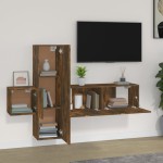 vidaXL Set dulapuri TV, 3 piese, stejar fumuriu, lemn prelucrat vidaXL Set dulapuri TV, 3 piese, stejar fumuriu, lemn prelucrat