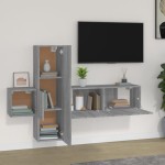 vidaXL Set dulap TV, 3 piese, gri sonoma, lemn prelucrat vidaXL Set dulap TV, 3 piese, gri sonoma, lemn prelucrat