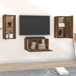 vidaXL Set dulapuri TV, 3 piese, stejar fumuriu, lemn prelucrat vidaXL Set dulapuri TV, 3 piese, stejar fumuriu, lemn prelucrat