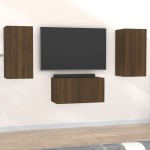 vidaXL Set dulap TV, 3 piese, stejar maro, lemn prelucrat vidaXL Set dulap TV, 3 piese, stejar maro, lemn prelucrat