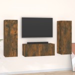 vidaXL Set dulapuri TV, 3 piese, stejar fumuriu, lemn prelucrat vidaXL Set dulapuri TV, 3 piese, stejar fumuriu, lemn prelucrat