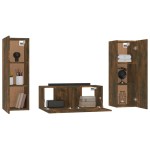 vidaXL Set dulapuri TV, 3 piese, stejar fumuriu, lemn prelucrat vidaXL Set dulapuri TV, 3 piese, stejar fumuriu, lemn prelucrat