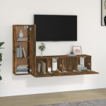 vidaXL Set dulapuri TV, 3 piese, stejar fumuriu, lemn prelucrat vidaXL Set dulapuri TV, 3 piese, stejar fumuriu, lemn prelucrat