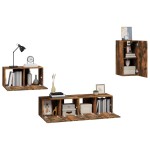 vidaXL Set dulapuri TV, 4 piese, stejar fumuriu, lemn prelucrat