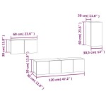 vidaXL Set dulapuri TV, 4 piese, stejar fumuriu, lemn prelucrat