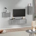 vidaXL Set dulapuri TV, 4 piese, gri sonoma, lemn prelucrat vidaXL Set dulapuri TV, 4 piese, gri sonoma, lemn prelucrat