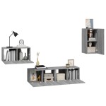 vidaXL Set dulapuri TV, 4 piese, gri sonoma, lemn prelucrat vidaXL Set dulapuri TV, 4 piese, gri sonoma, lemn prelucrat