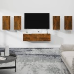 vidaXL Set dulapuri TV, 6 piese, stejar fumuriu, lemn prelucrat