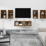 vidaXL Set dulapuri TV, 6 piese, stejar fumuriu, lemn prelucrat
