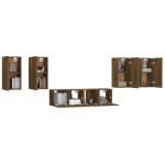 vidaXL Set dulapuri TV, 6 piese, stejar fumuriu, lemn prelucrat