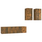vidaXL Set dulapuri TV, 4 piese, stejar fumuriu, lemn prelucrat