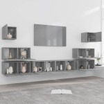 vidaXL Set dulap TV, 8 piese, gri sonoma, lemn prelucrat