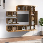 vidaXL Set dulap TV, 8 piese, stejar fumuriu, lemn prelucrat vidaXL Set dulap TV, 8 piese, stejar fumuriu, lemn prelucrat