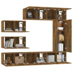 vidaXL Set dulap TV, 8 piese, stejar fumuriu, lemn prelucrat vidaXL Set dulap TV, 8 piese, stejar fumuriu, lemn prelucrat