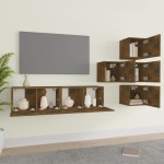 vidaXL Set dulapuri TV, 6 piese, stejar fumuriu, lemn prelucrat