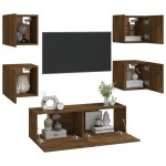 vidaXL Set dulap TV montat pe perete, stejar afumat, lemn prelucrat vidaXL Set dulap TV montat pe perete, stejar afumat, lemn prelucrat