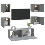 vidaXL Set dulap TV montat pe perete, gri sonoma, lemn prelucrat vidaXL Set dulap TV montat pe perete, gri sonoma, lemn prelucrat