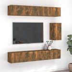 vidaXL Set comodă TV, 7 piese, stejar fumuriu, lemn compozit vidaXL Set comodă TV, 7 piese, stejar fumuriu, lemn compozit