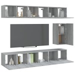 vidaXL Set comode TV, 7 piese, gri sonoma, lemn compozit vidaXL Set comode TV, 7 piese, gri sonoma, lemn compozit