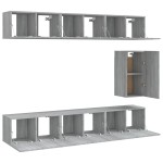 vidaXL Set comode TV, 7 piese, gri sonoma, lemn compozit vidaXL Set comode TV, 7 piese, gri sonoma, lemn compozit