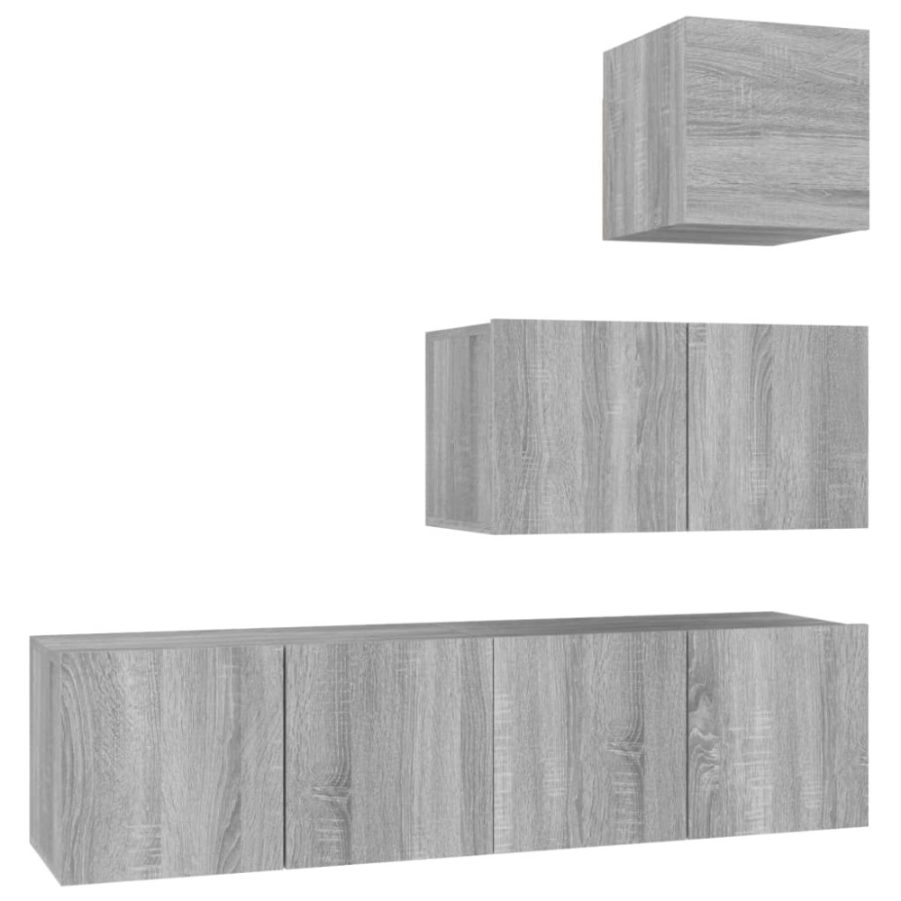 vidaXL Set dulapuri TV, 4 piese, gri sonoma, lemn prelucrat