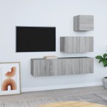vidaXL Set dulapuri TV, 4 piese, gri sonoma, lemn prelucrat vidaXL Set dulapuri TV, 4 piese, gri sonoma, lemn prelucrat