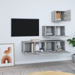vidaXL Set dulapuri TV, 4 piese, gri sonoma, lemn prelucrat vidaXL Set dulapuri TV, 4 piese, gri sonoma, lemn prelucrat
