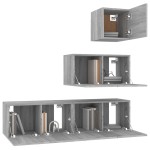 vidaXL Set dulapuri TV, 4 piese, gri sonoma, lemn prelucrat vidaXL Set dulapuri TV, 4 piese, gri sonoma, lemn prelucrat