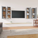 vidaXL Comode TV, 4 buc., gri sonoma, 30,5x30x110 cm, lemn prelucrat
