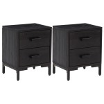 vidaXL Noptiere, 2 buc., negru, 36x30x45 cm, lemn masiv de pin vidaXL Noptiere, 2 buc., negru, 36x30x45 cm, lemn masiv de pin
