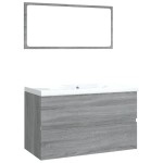 vidaXL Set de mobilier de baie, gri sonoma, lemn prelucrat