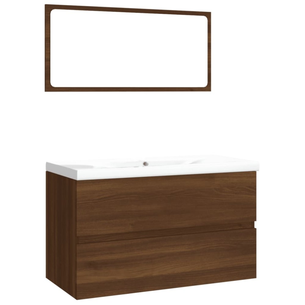 vidaXL Set de mobilier de baie, stejar maro, lemn prelucrat