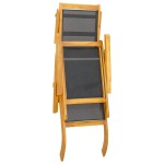 vidaXL Șezlonguri de exterior, 2 buc., lemn masiv acacia și textilenă vidaXL Șezlonguri de exterior, 2 buc., lemn masiv acacia și textilenă