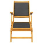 vidaXL Șezlong cu masă de exterior, lemn masiv de acacia și textilenă vidaXL Șezlong cu masă de exterior, lemn masiv de acacia și textilenă