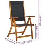 vidaXL Scaune de grădină pliabile 6 buc. lemn masiv acacia & textilenă