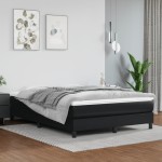 vidaXL Cadru de pat cu arcuri, negru, 140x190 cm, piele ecologică