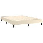 vidaXL Cadru de pat cu arcuri, crem, 140x190 cm, piele ecologică